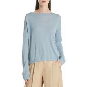 Vince Cinched Back Cashmere Pullover Sweater in Blue Size Large